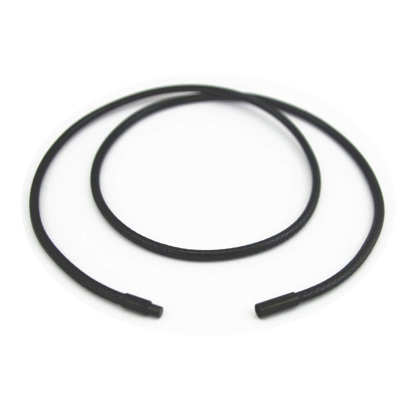 Glory Qin 2mm Black Wax Wire Leather Cord Chain Stainless Steel Rice Clasps Necklace Rope Chain 16 TO 28 Inch (20 Inches) - Image 1